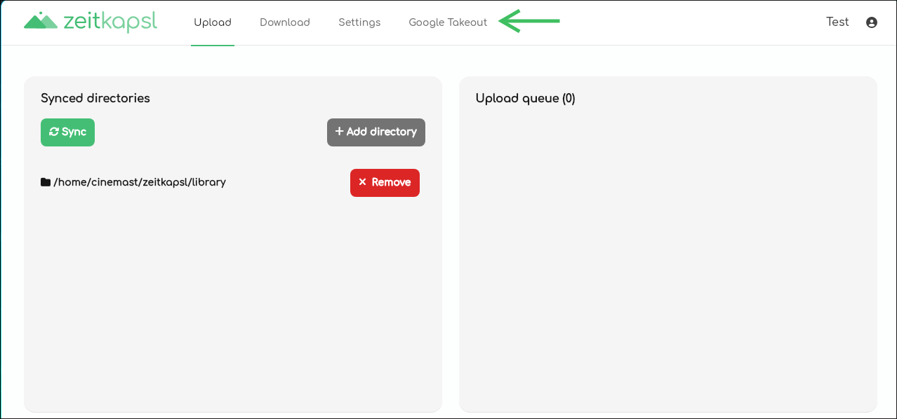 The Desktop App's Google Takeout import tab
