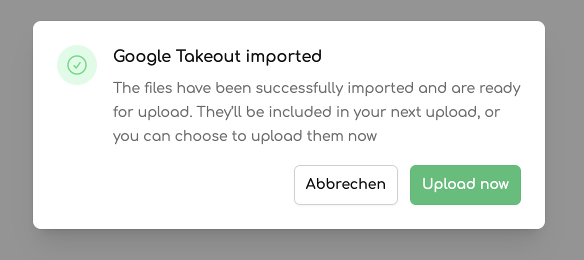 Import finished, ready to upload
