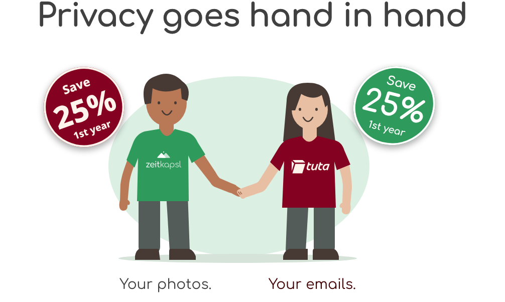 Privacy goes hand in hand: zeitkapsl and Tuta, save 25% in the first year